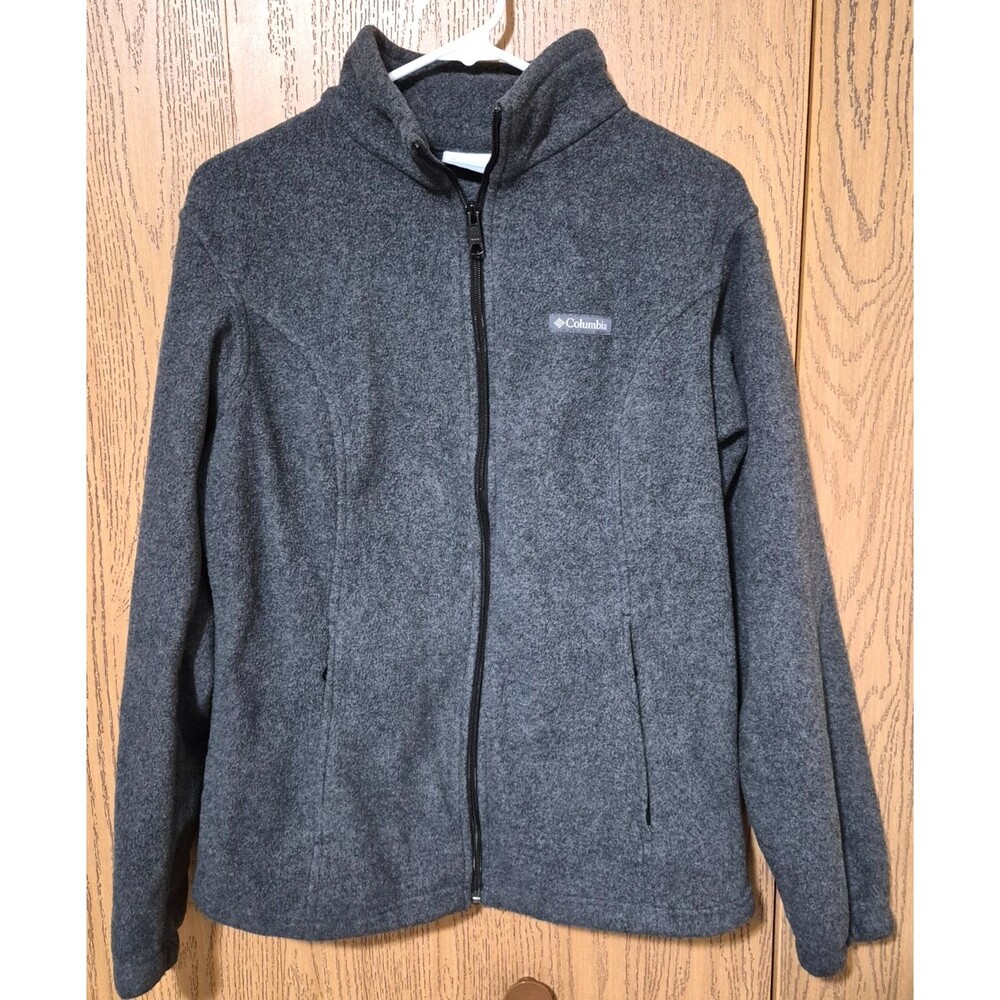 Columbia Women's Charcoal Fleece Long Sleeve Zip Up Sweatshirt w/Pockets Sz L